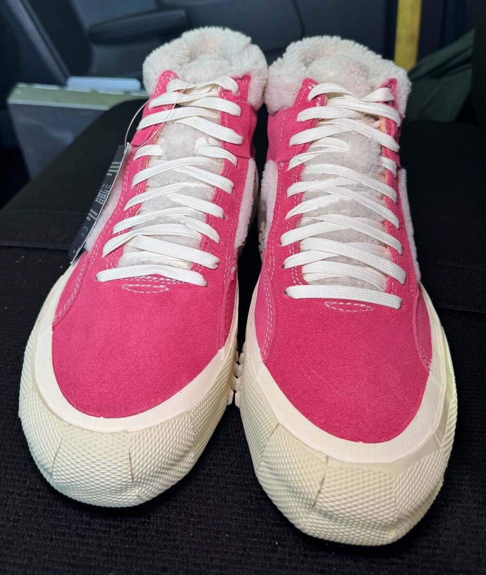 Brandblack Capo Faux Shearling High-Top Sneakers in Radish Pink